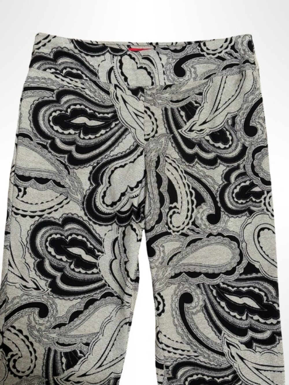 KRAZY LARRY Pull-On Ankle Pants Black White Paisley Print 4 NWOT - Picture 3 of 8